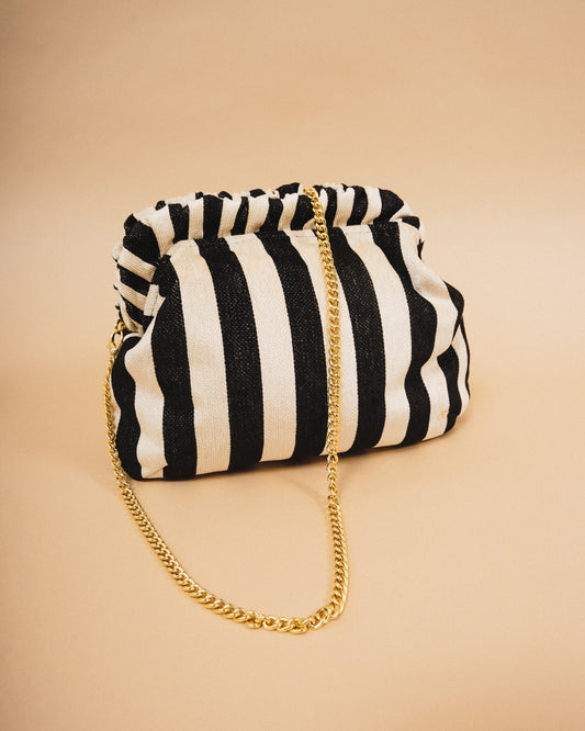 The Pixie Bag - Black & Cream Stripe