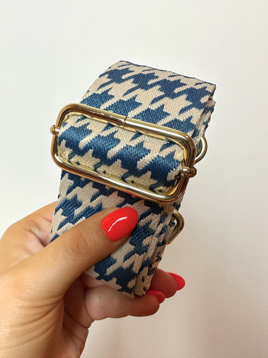 Amber Bag Strap - Blue Houndstooth