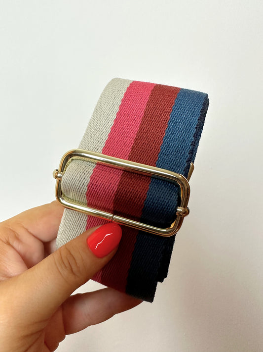 Amber Bag Strap - Pink & Blue Multistripe